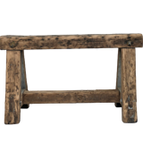 Trestle-shaped wooden bench