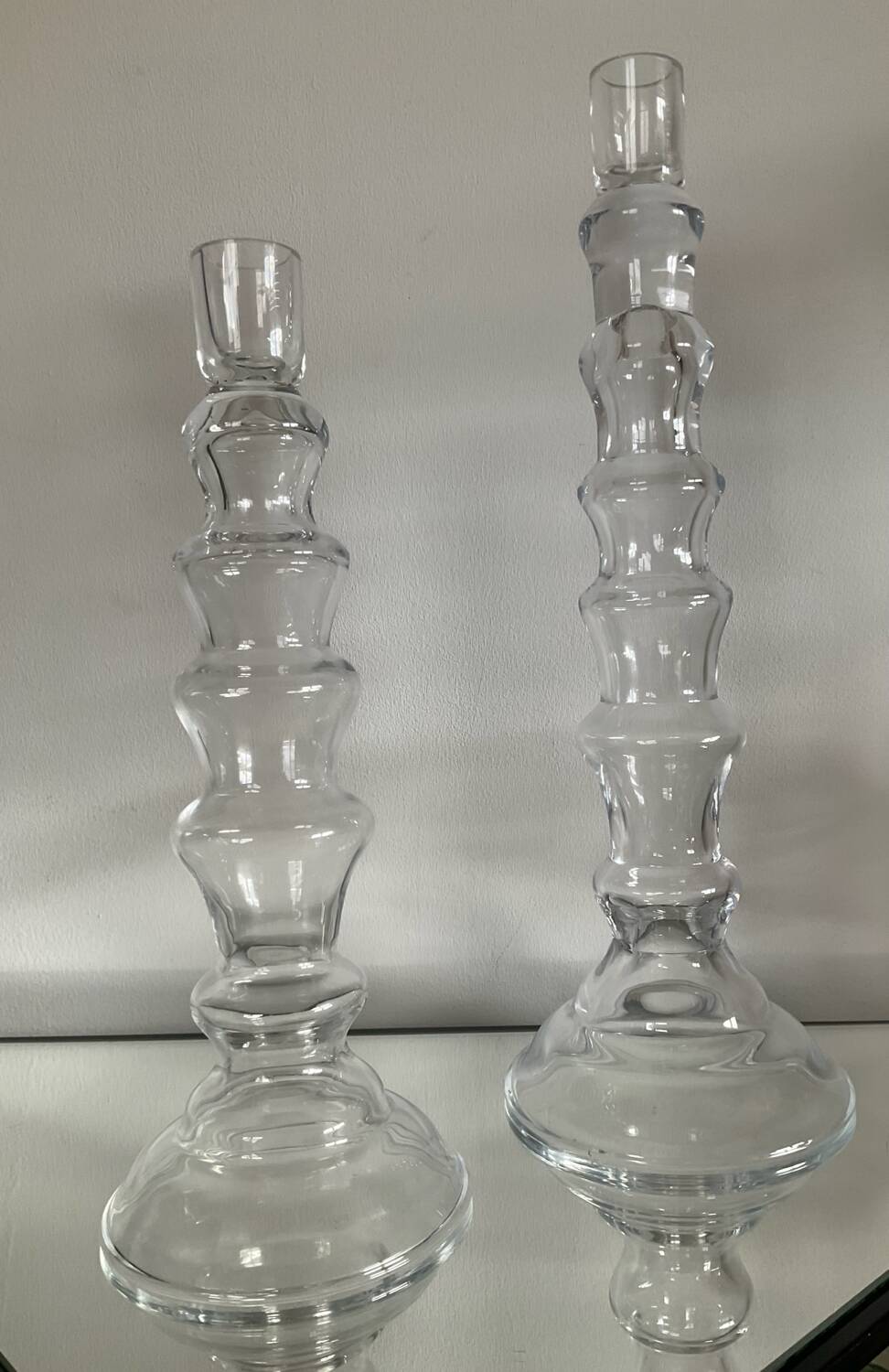 Pair of vintage blown glass candlesticks