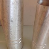 Pair of vases metal rolls brushed silver / vintage year old 70