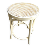 Stool in white curved beech and cane