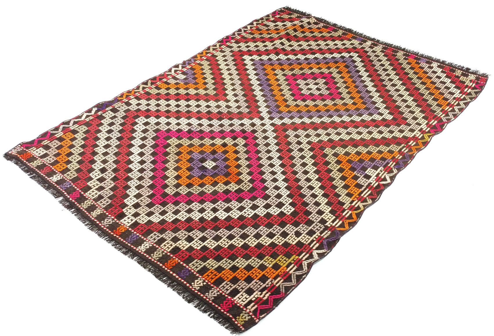 Anatolian handmade kilim rug 193 cm x 145 cm