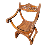 Curule trône bois sculpté