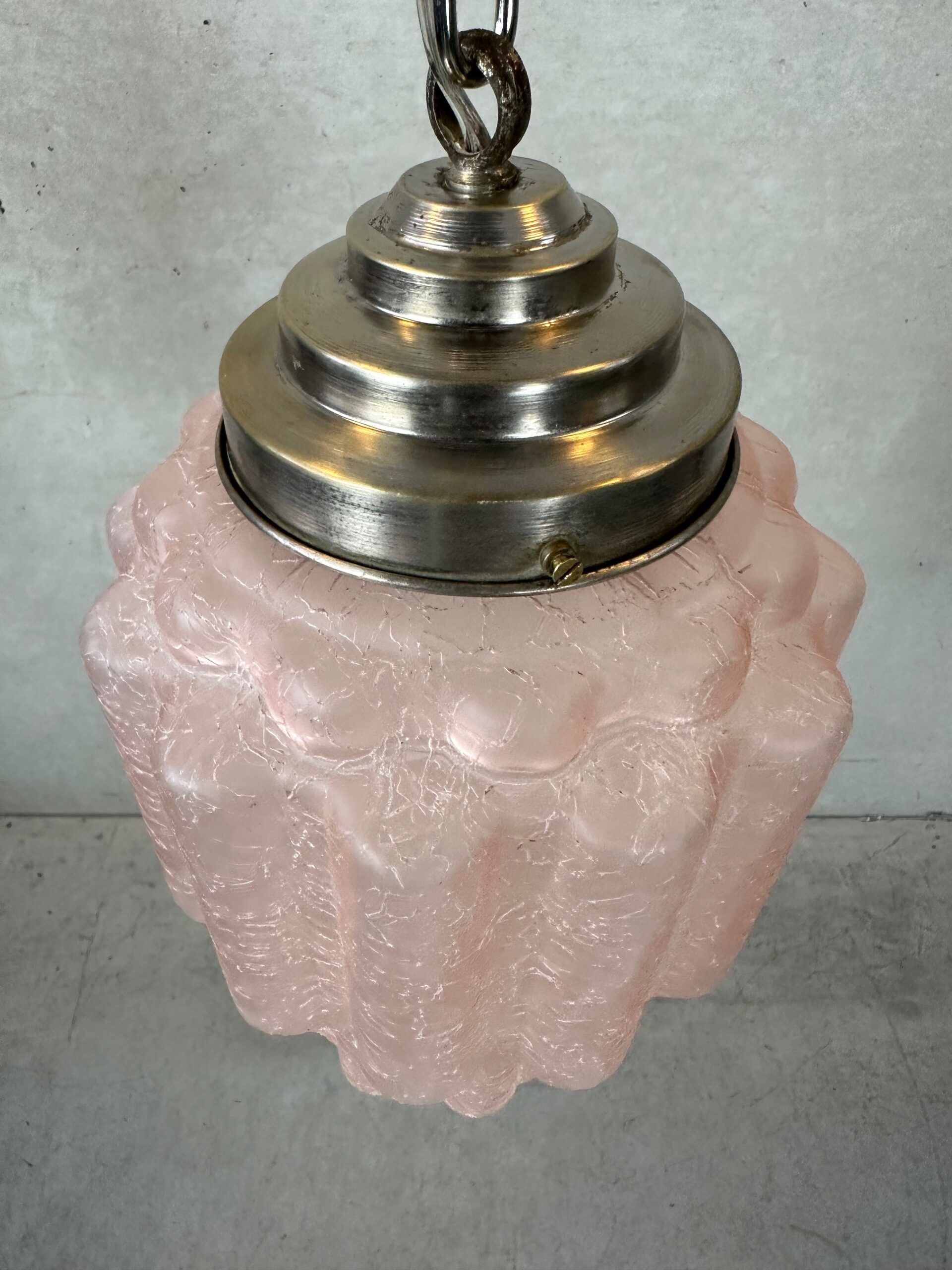 Art Deco Skyscraper – Pink crackled glass