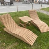 Sun lounger (2) + table