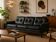 Vintage Danish mid-century 3 person black leather sofa 1970s