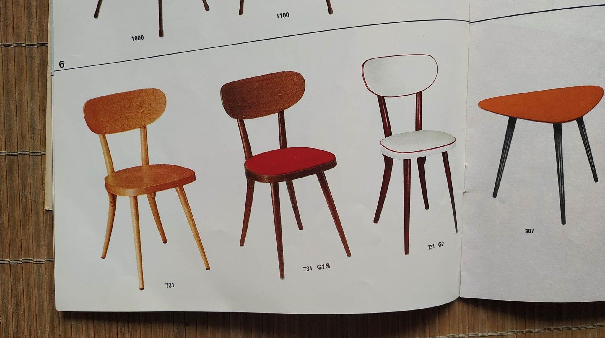 Set of 3 Baumann chairs model 732g2, bistro chair, wooden chair and vinyl fabric, kitchen, retro