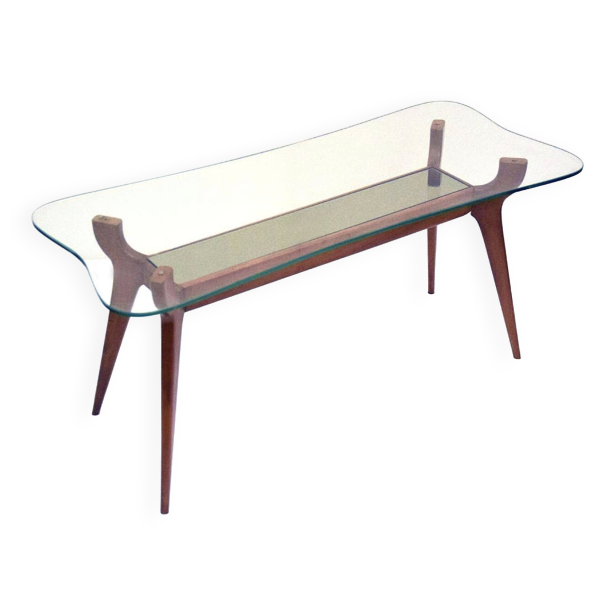 Wood and glass coffee table attributed to Ico Parisi, 1950s