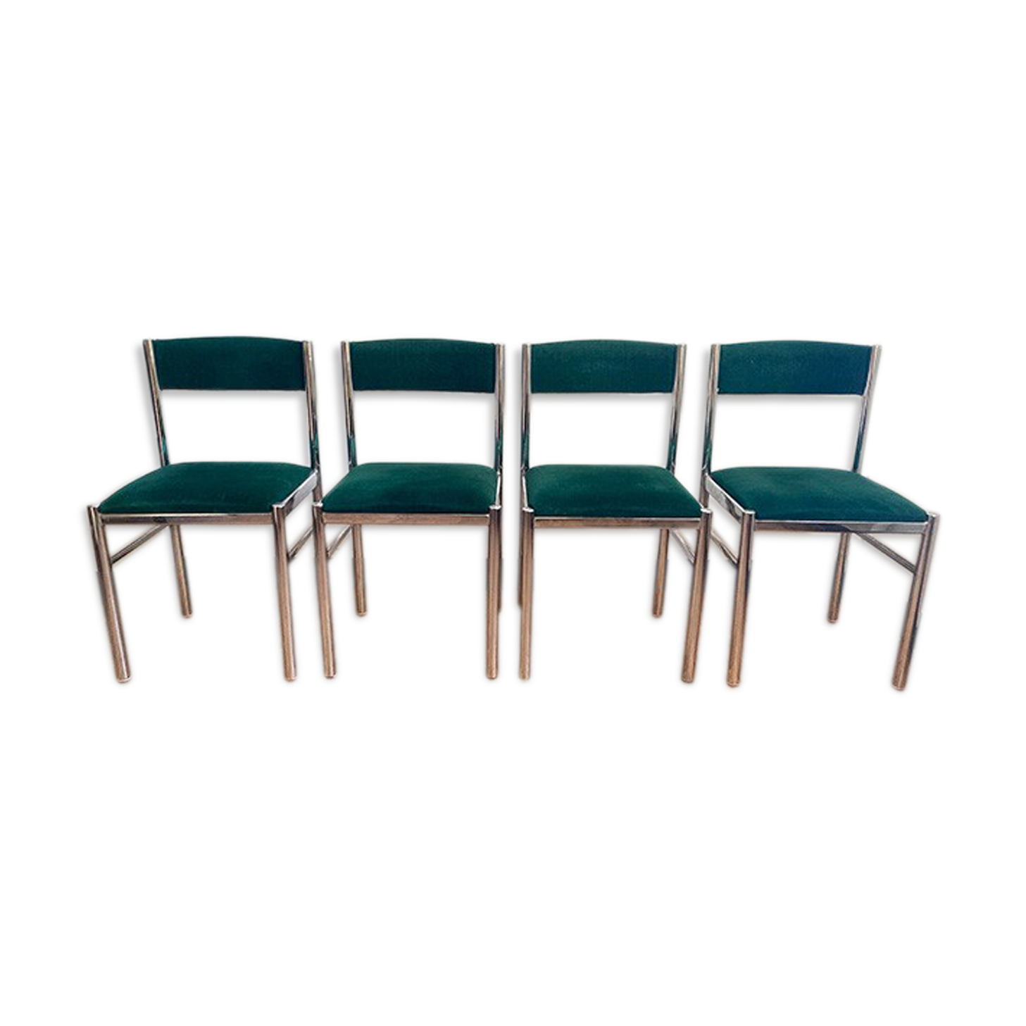 Lot of 4 green velvet chairs
