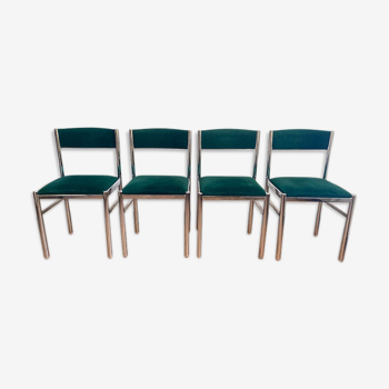 Lot de 4 chaises en velours vert