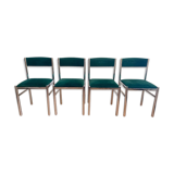 Lot of 4 green velvet chairs