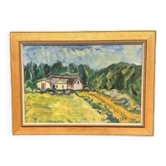 Swedish Oil on Canvas "Landskap" by Kersti Flyckt, Vintage & Framed 59×43cm