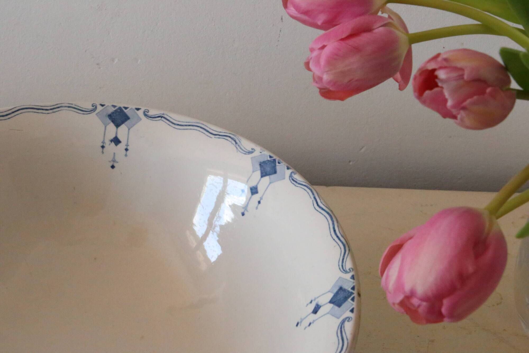 Large Terre de Fer salad bowl, Saphir model, Sarreguemines, French manufacturer