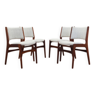 Ensemble de quatre chaises en teck, design danois, années 1970, production : Danemark