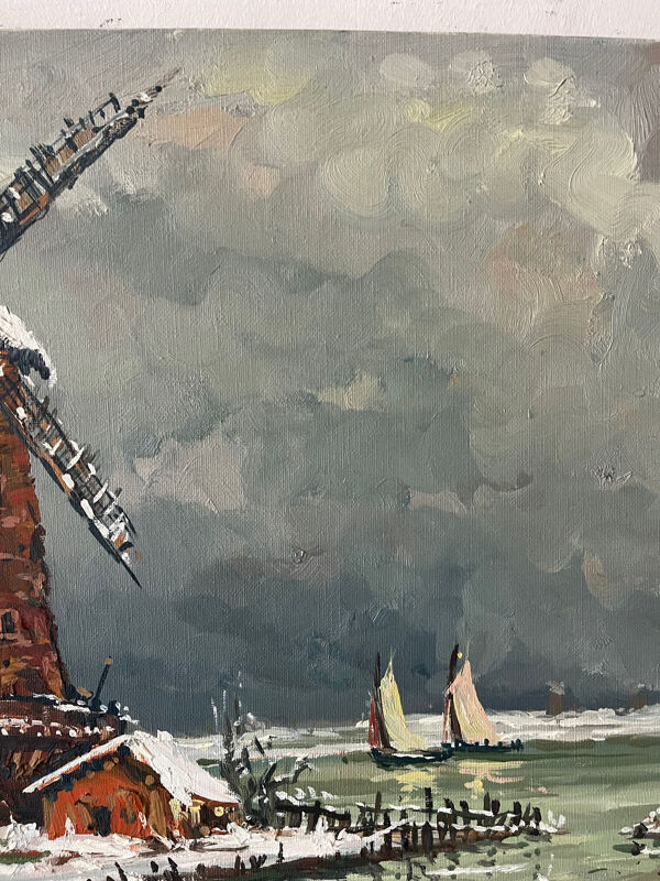 Moulin sur L’Escaut, huile sur toile signée