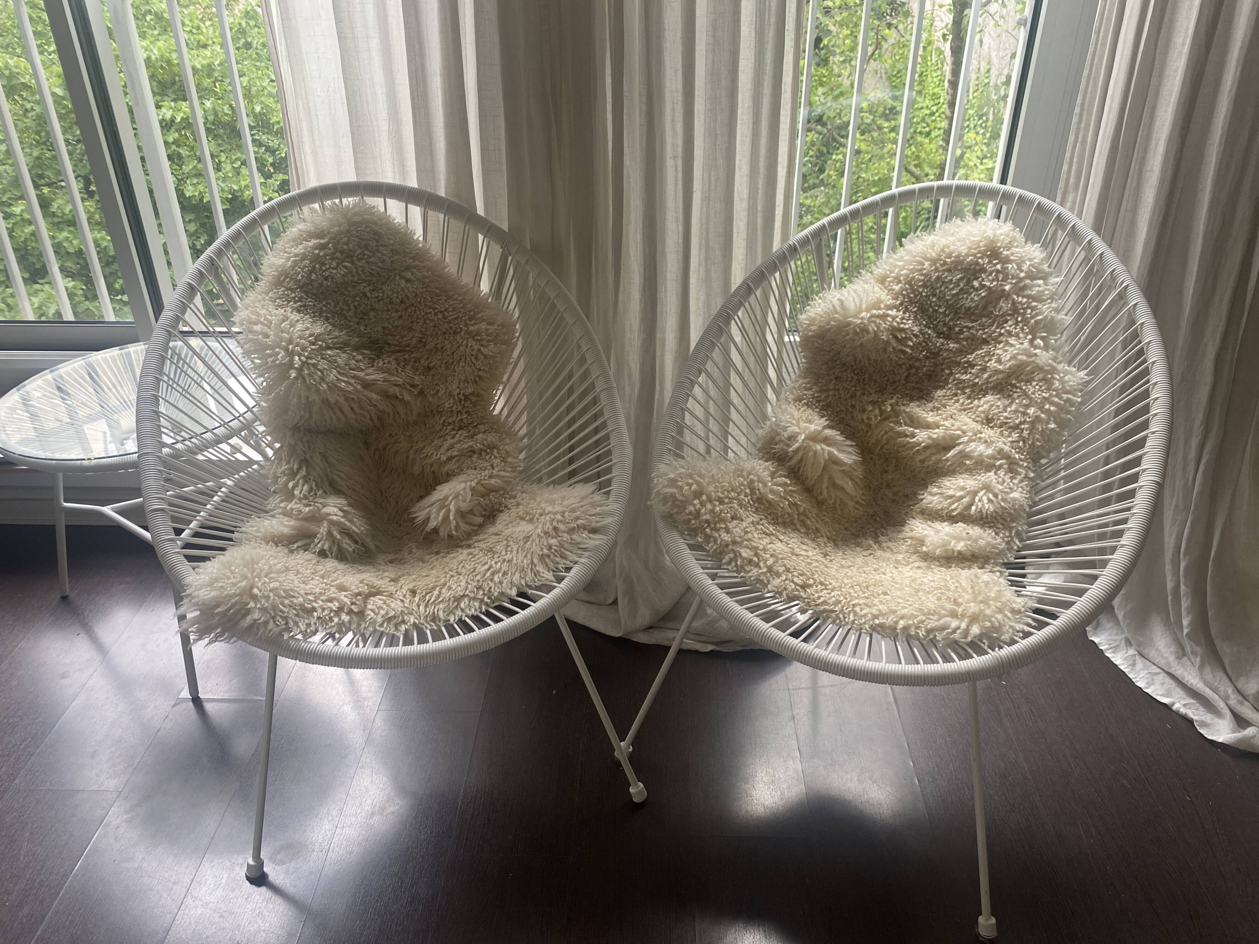 Set of 2 Armchairs + Glass Top Table