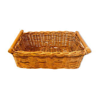 Vintage rectangular wicker and wood