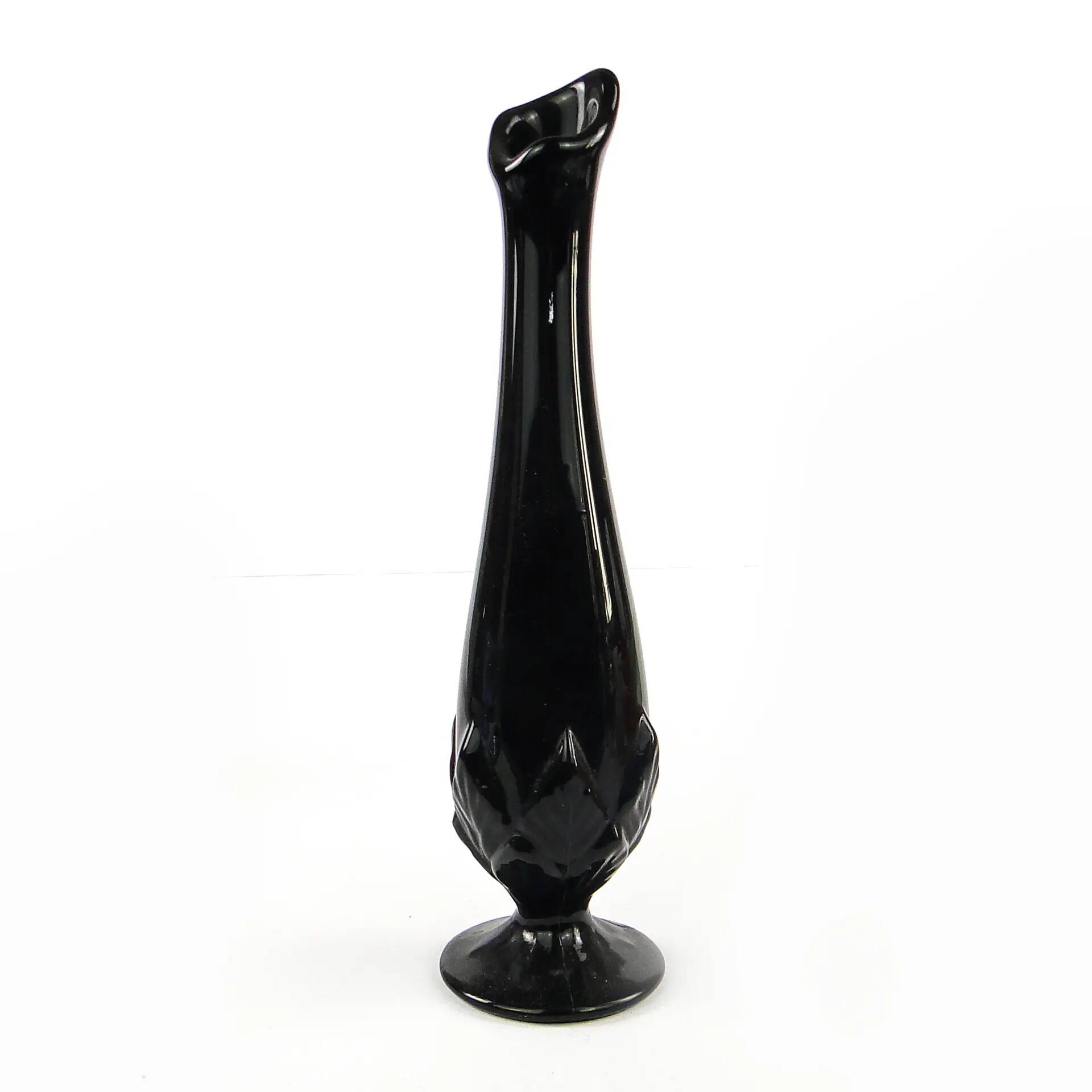 Art Deco vase, black glass, Ząbkowice, Poland, 1970s