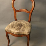 Louis Philippe walnut chair, newly reupholstered