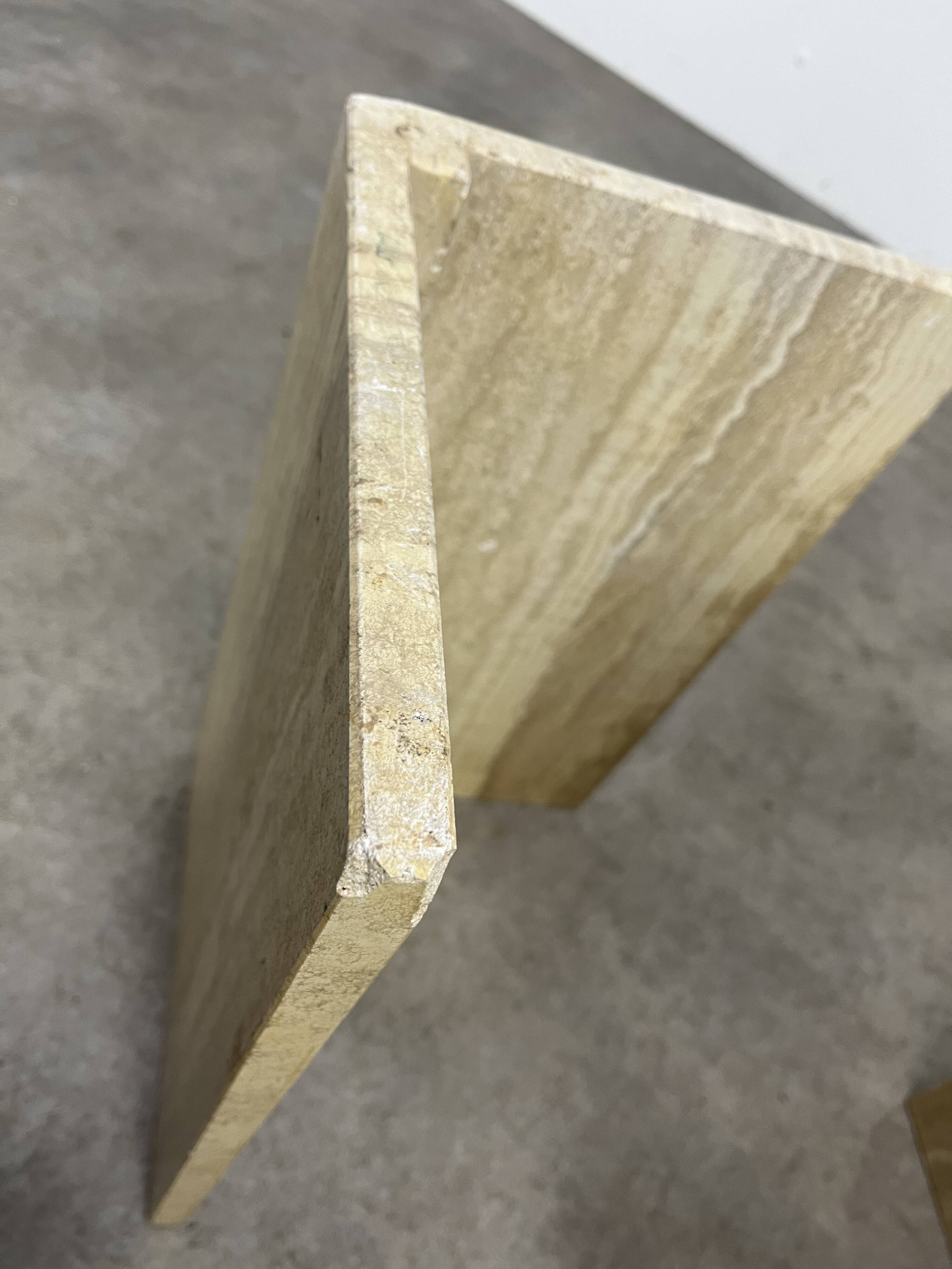 Travertine rectangular coffee table with rounded edges