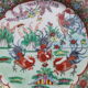 Canton China porcelain plate with roosters decor