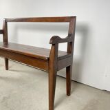 Solid oak bench. Folk art