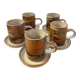 Set of 5 mugs / 2 mocha mugs in stoneware