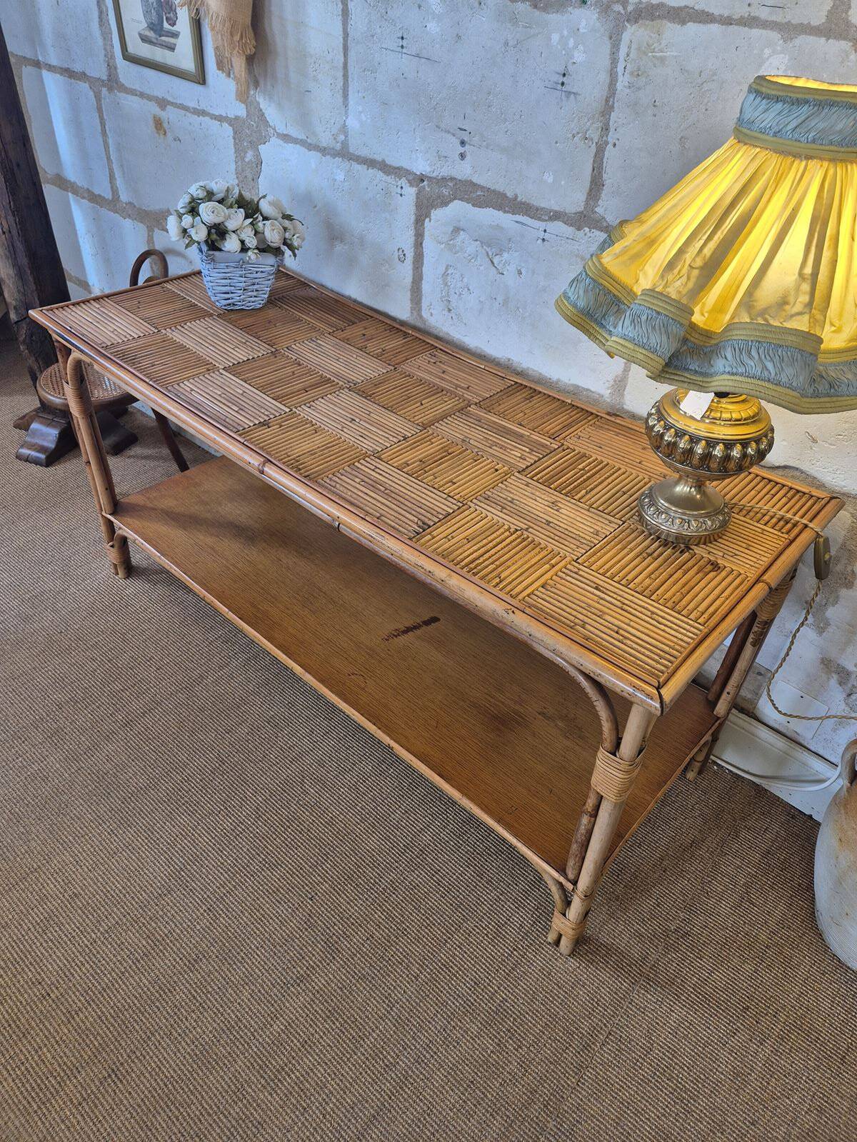 Vintage rattan console