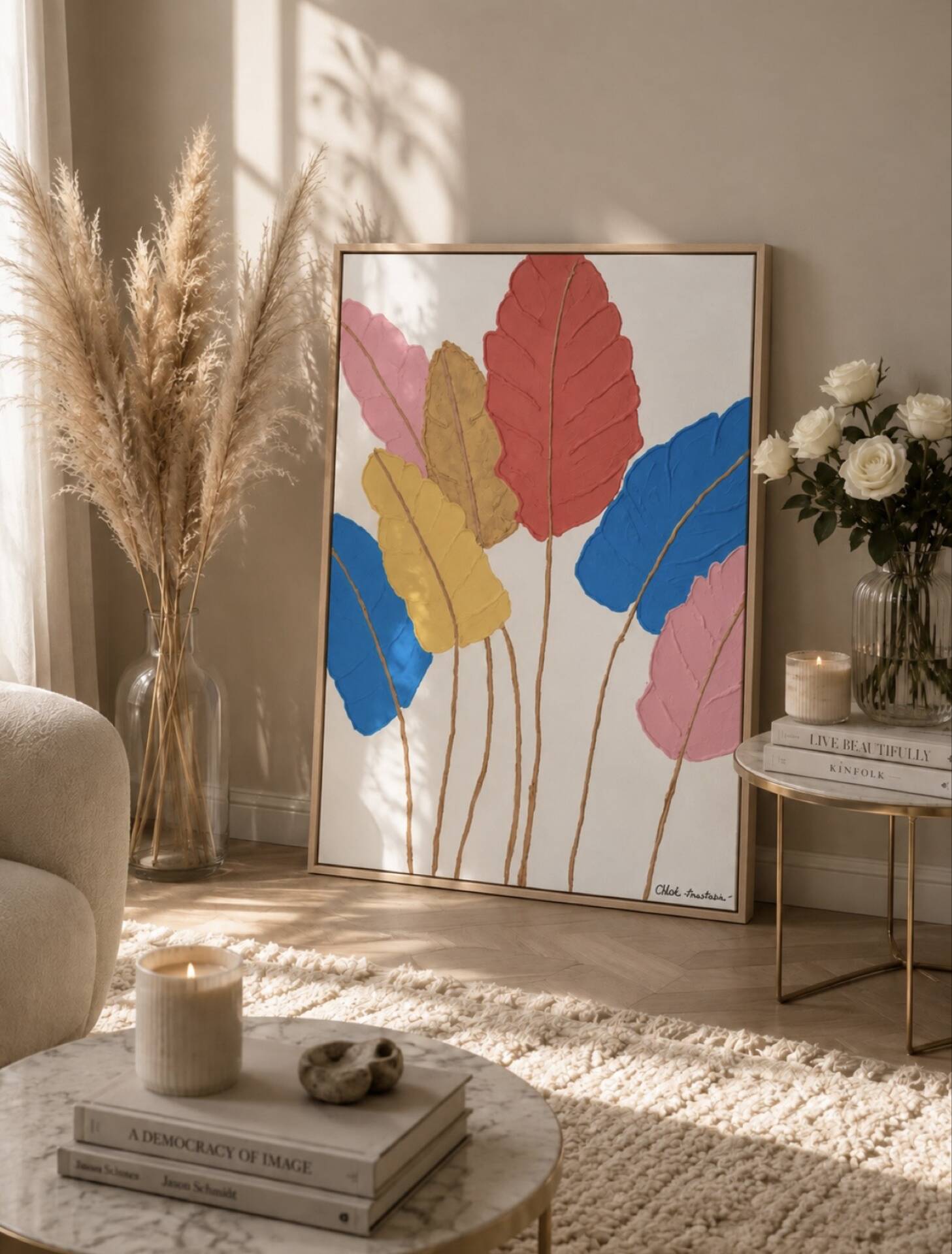Life Splashes Textured Painting handmade 60x80cm signed with frame