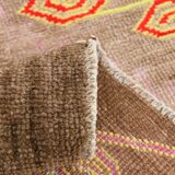 3x7 Vintage Brown & Pink Oriental Vintage Runner Rug, 82x210Cm
