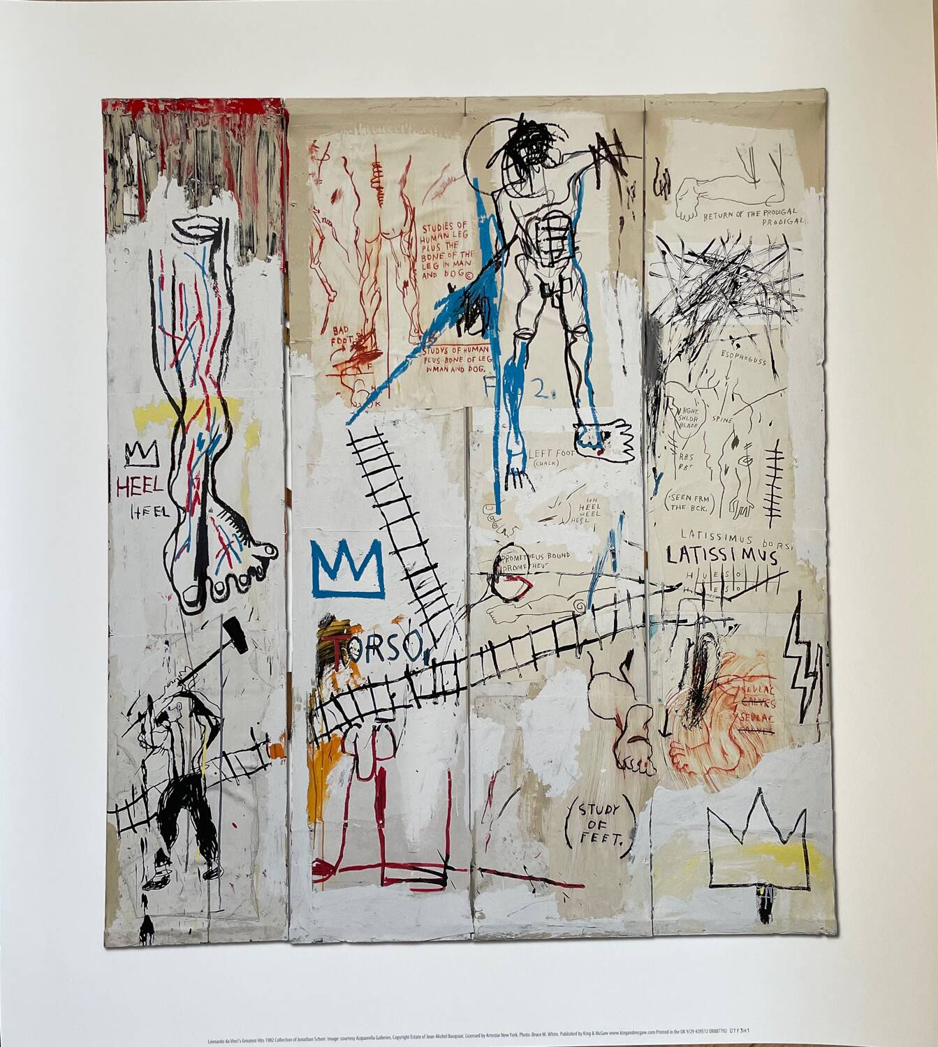 Jean Michel Basquiat (1960-1988), Leonardo da Vinci’s Greates Hits, 1982, Copyright Estate of Jean Michel Basquiat, Licensed by Artestar New York, Printed in UK
