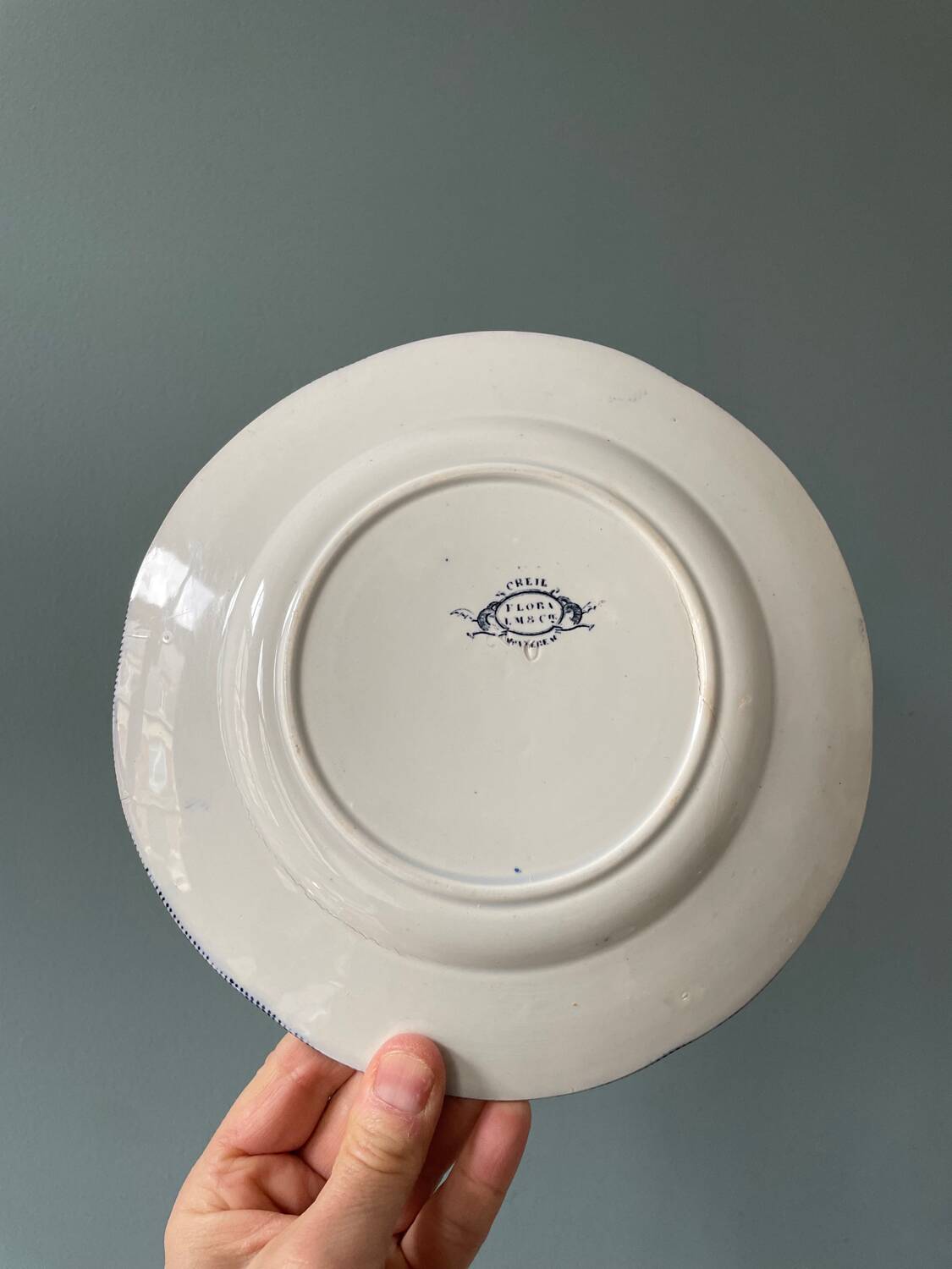 Series of 9 Creil Montereau plates, Flora model