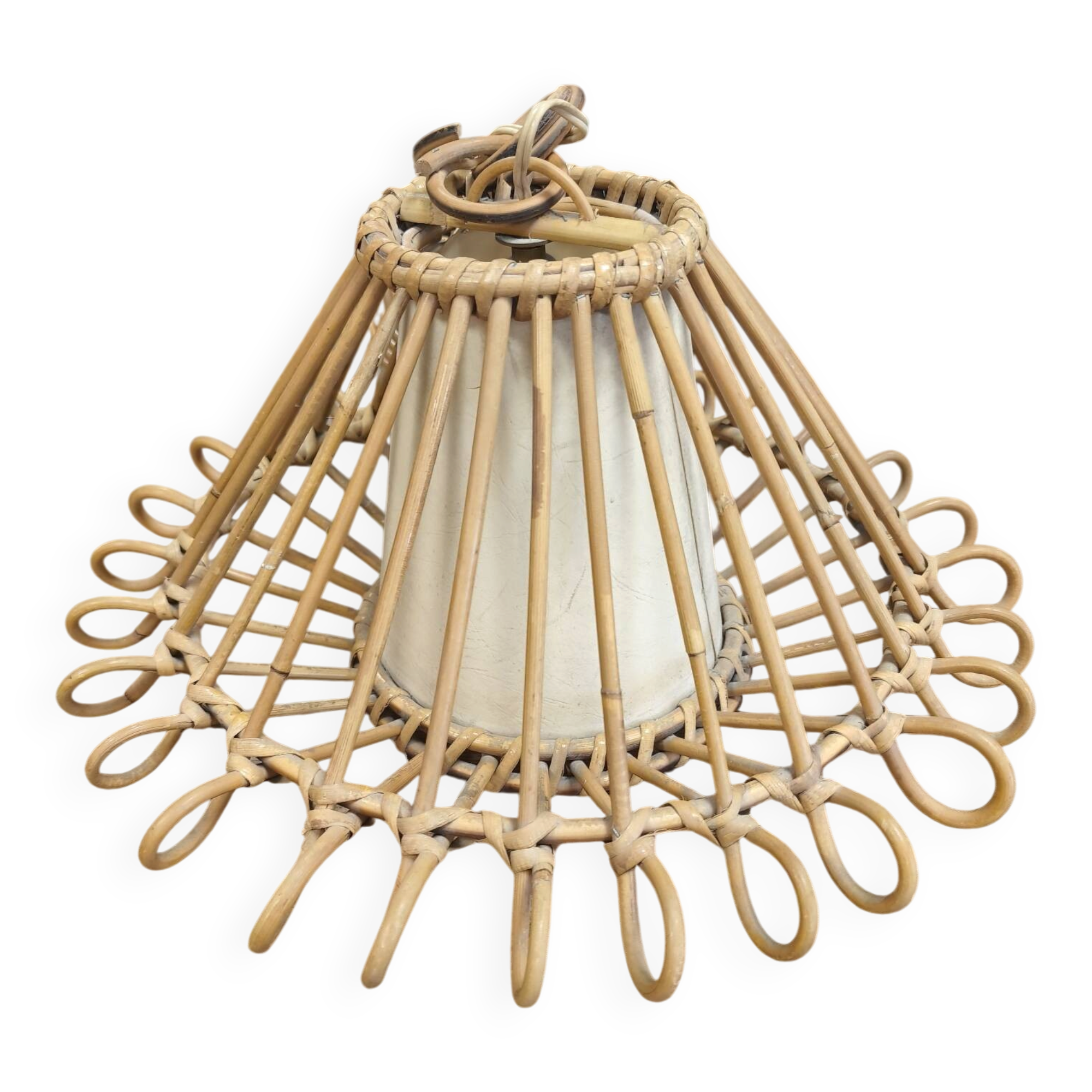 Vintage rattan ceiling light fixture