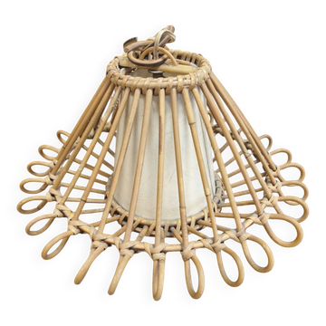Vintage rattan ceiling light fixture