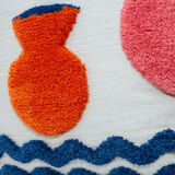 Housse de coussin en laine fait main orange vase 45 x 45 cm