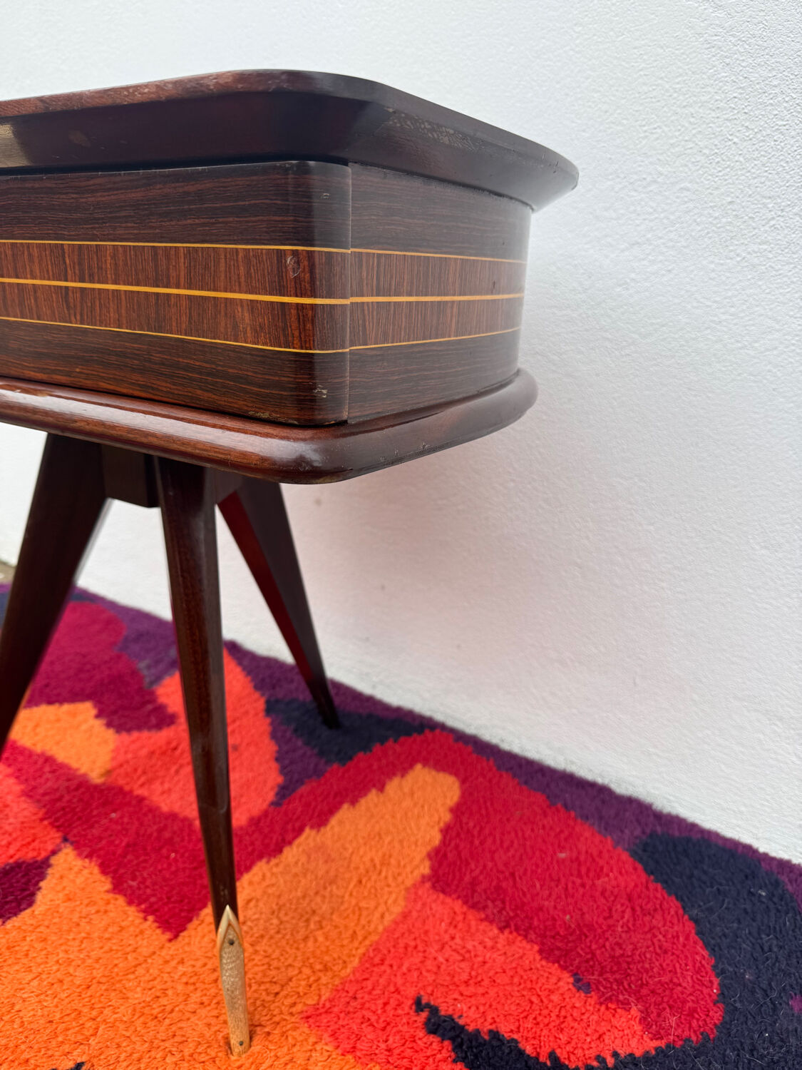 1950s half-moon tripod bedside table