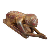 Burmese Buddhist monk statue in prayer, 19th century.