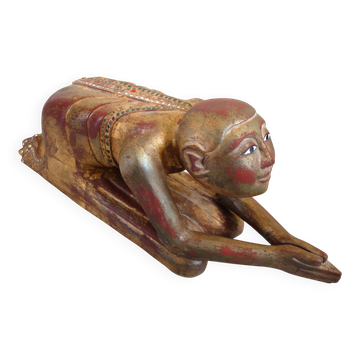 Burmese Buddhist monk statue in prayer, 19th century.