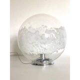 Contemporary scenographic murano white murano glass table lamp in 70's style