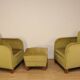 Pair of vintage velvet armchairs with footrest - 1950s