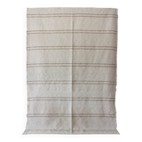 Handwoven rug - White with beige lines - recycled cotton - 170 x 240 cm
