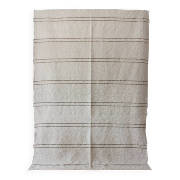 Tapis tissé main - Blanc et lignes beiges - coton recyclé - 170 x 240 cm