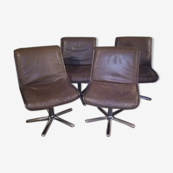Ensemble de quatre chaises en cuir Wilkhahn Germany design 1981