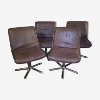 Set of four leather chairs Wilkhahn Germany design 1981