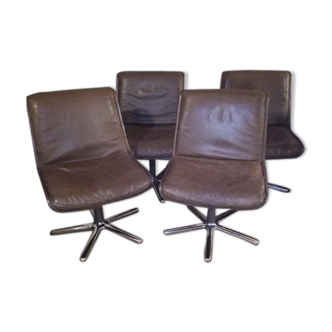 Set of four leather chairs Wilkhahn Germany design 1981