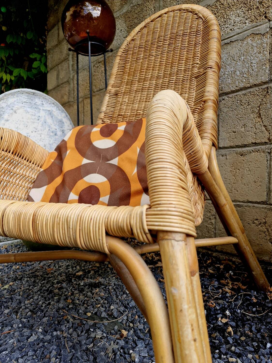 Vintage 80s rattan recliner armchair from Ikea