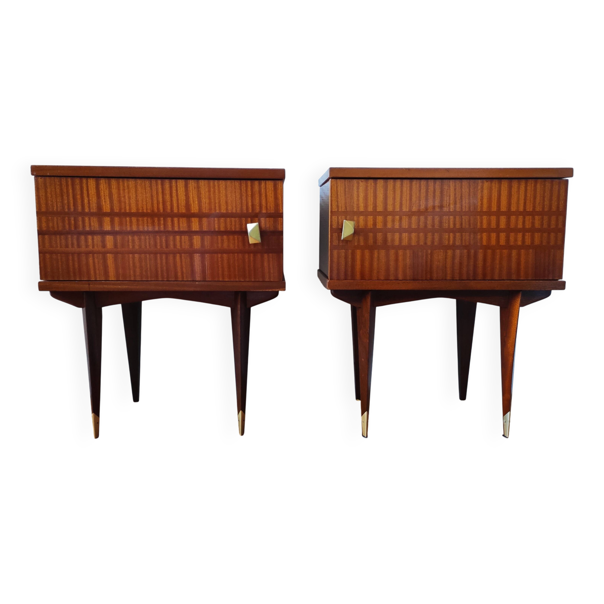 Pair of vintage Scandinavian design bedside tables from the 50s-60s.
