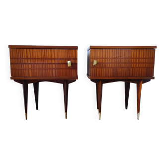 Pair of vintage Scandinavian design bedside tables from the 50s-60s.