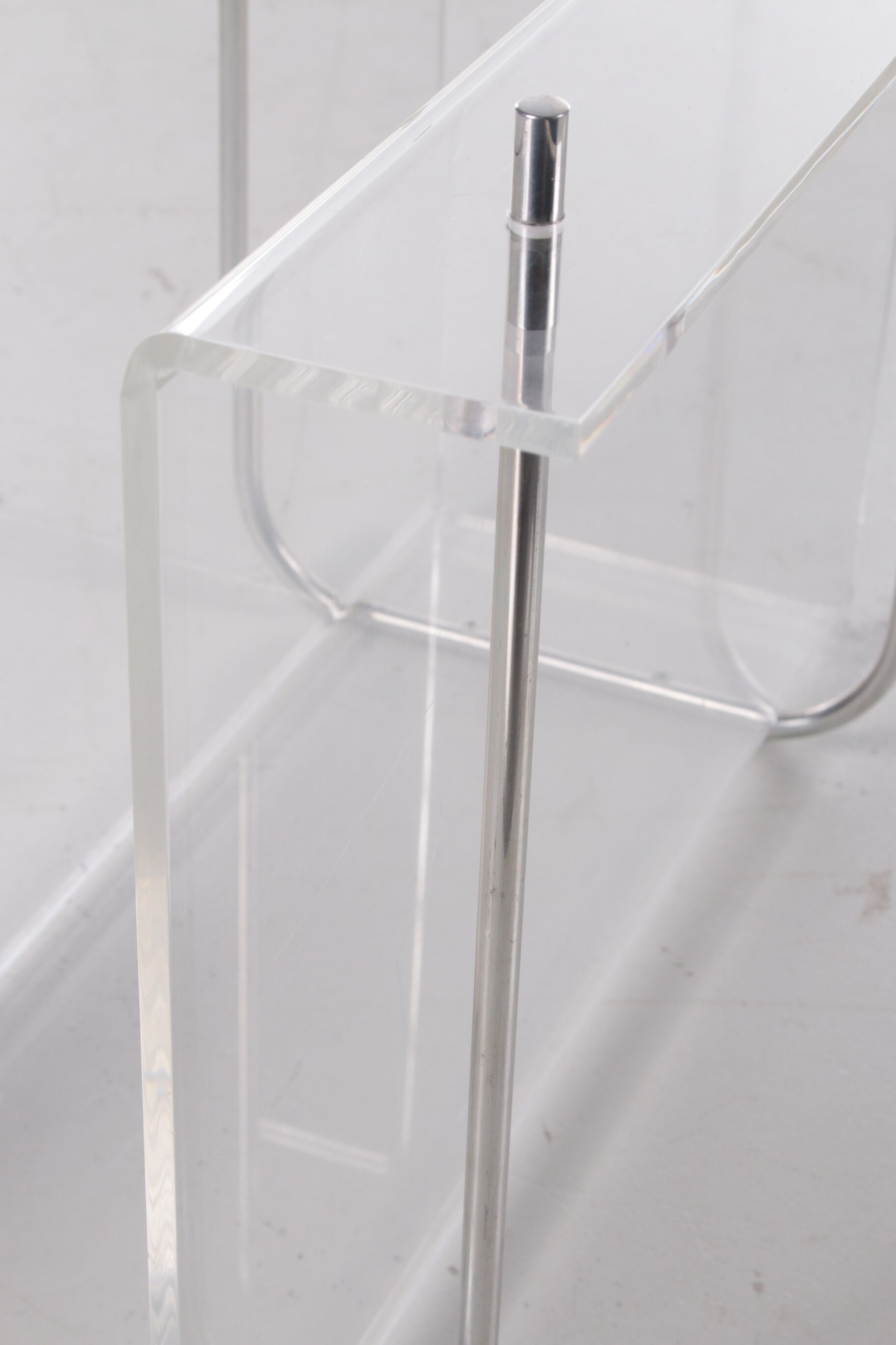 Plexiglass Storage rack with metal accents, 1970