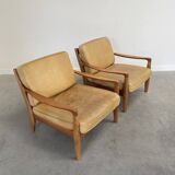 Ensemble de fauteuils en cuir des années 1960 par Knoll