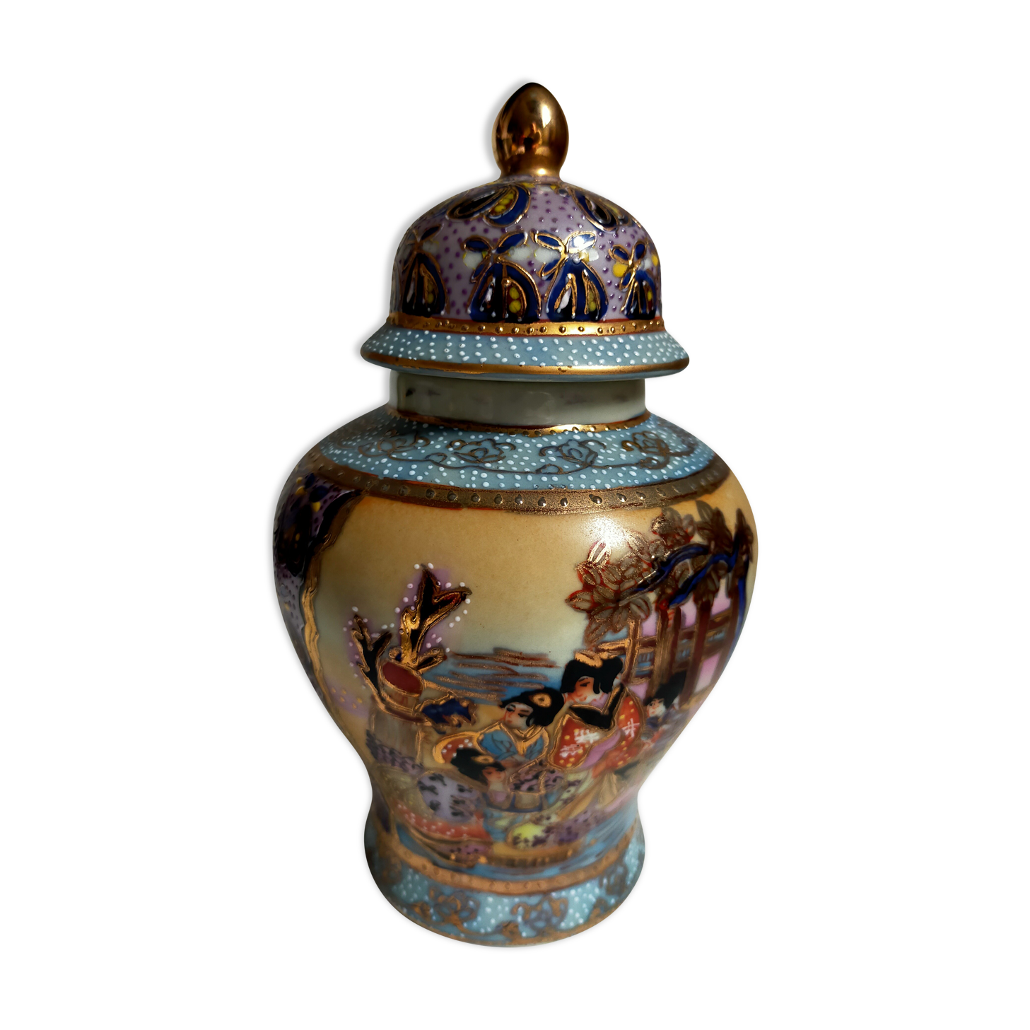 Vase or ginger or spice jar with handmade Satsuma lid